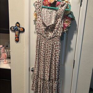 Max Studio Cream Sleeveless Ruched Maxi Dress